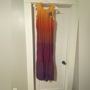 Matilda Jane Enchanted Garden Waikiki Ombre Maxi Dress Sunset Size Small